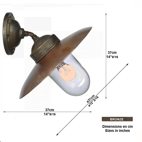Luminaire inclin LANDES cuivre/bronze  H37cm luminaire en bronze Luminaire en applique
